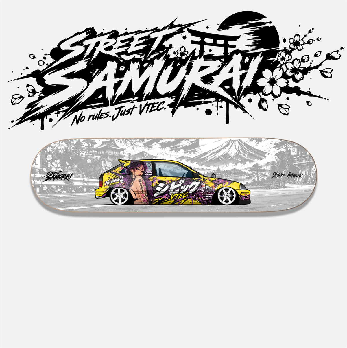 Honda Civic Street Samurai / Skateboard Street Art Wanddeko