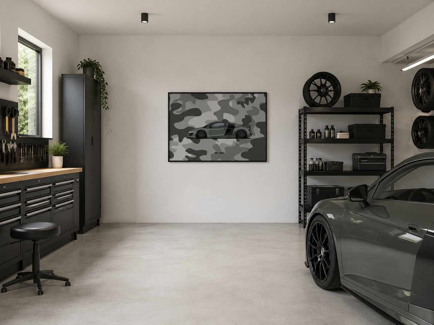 Audi R8 – Camo Edition / Poster Wall Street Art Wanddeko Carart