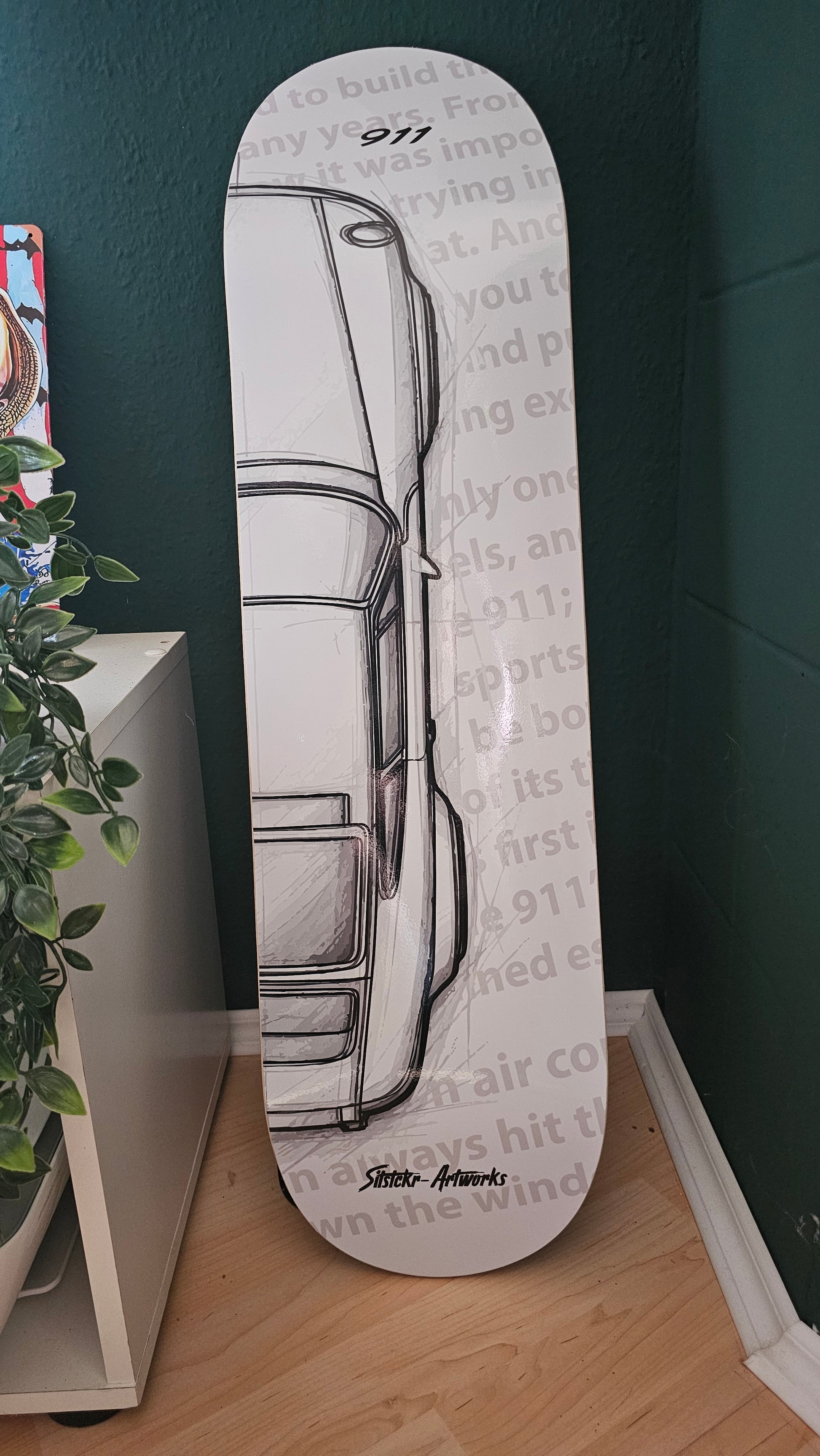 Porsche 911 Turbo Sketch/ Skateboard Deck Street Art Wanddeko